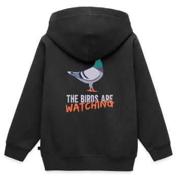 Birds Are Watching - Kinder Premium Organic Zip Hoodie - Schwarz - Hinten - AI Model Kid Male (0cm)