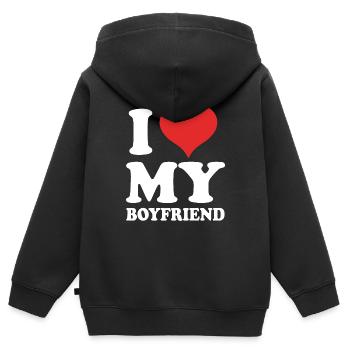 I Love My Boyfriend - Kinder Premium Organic Zip Hoodie - Schwarz - Hinten - AI Model Kid Male (0cm)