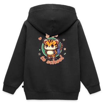 Der kleine Tiger geht zur Schule - Kinder Premium Organic Zip Hoodie - Schwarz - Hinten - AI Model Kid Male (0cm)