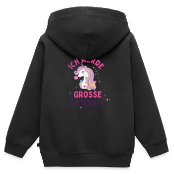 Ich werde Große Cousine 2024 Loading Einhorn Herz - Kinder Premium Organic Zip Hoodie - Schwarz - Hinten - AI Model Kid Male (0cm)
