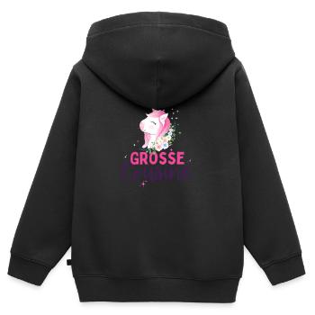 Ich werde Große Cousine 2024 Loading Einhorn Herz - Kinder Premium Organic Zip Hoodie - Schwarz - Hinten - AI Model Kid Male (0cm)