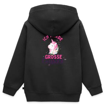 Ich werde Große Cousine 2024 Loading Einhorn Herz - Kinder Premium Organic Zip Hoodie - Schwarz - Hinten - AI Model Kid Male (0cm)