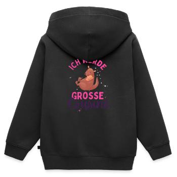 Ich werde Große Cousine 2024 Loading Känguru Herz - Kinder Premium Organic Zip Hoodie - Schwarz - Hinten - AI Model Kid Male (0cm)