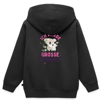 Ich werde Große Cousine 2024 Loading Koala Herz - Kinder Premium Organic Zip Hoodie - Schwarz - Hinten - AI Model Kid Male (0cm)