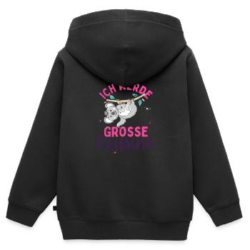 Ich werde Große Cousine 2024 Loading Koala Herz - Kinder Premium Organic Zip Hoodie - Schwarz - Hinten - AI Model Kid Male (0cm)