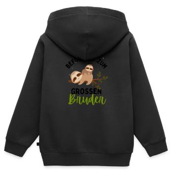 Ich werde Großer Bruder 2024 Loading Faultier - Kinder Premium Organic Zip Hoodie - Schwarz - Hinten - AI Model Kid Male (0cm)