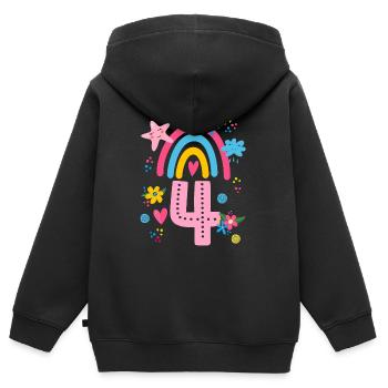 Geburtstag 4 Mädchen Regenbogen Fee Vier 4 Jahre - Kinder Premium Organic Zip Hoodie - Schwarz - Hinten - AI Model Kid Male (0cm)