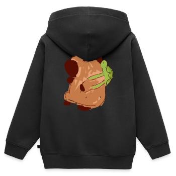 Capybara,sac à dos,tortue,capybara - Sweat Premium à capuche zippé enfant bio - noir - Dos - AI Model Kid Male (0cm)