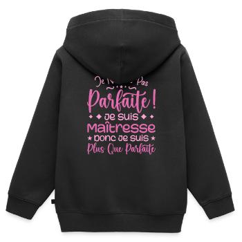 Eine mehr als perfekte Herrin, ein Traumberuf - Kinder Premium Organic Zip Hoodie - Schwarz - Hinten - AI Model Kid Male (0cm)