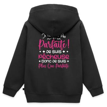 A more than perfect fisherwoman, a dream job - Kids Premium Organic Zip-up Hoodie - black - Back - AI Model Kid Male (0cm)