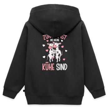Zuhause ist wo meine Kühe sind Kuh - Kinder Premium Organic Zip Hoodie - Schwarz - Hinten - AI Model Kid Male (0cm)