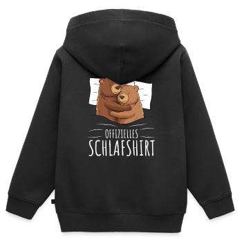 Offizielles Schlafshirt Bär Grizzly Braunbär - Kinder Premium Organic Zip Hoodie - Schwarz - Hinten - AI Model Kid Male (0cm)
