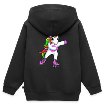 Rollschuhe Roller Girl Rollschuh Einhorn - Kinder Premium Organic Zip Hoodie - Schwarz - Hinten - AI Model Kid Male (0cm)