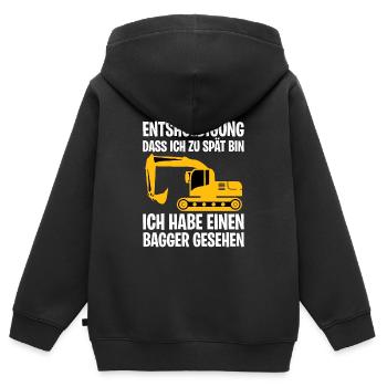 Bagger Excavator - Kinder Premium Organic Zip Hoodie - Schwarz - Hinten - AI Model Kid Male (0cm)