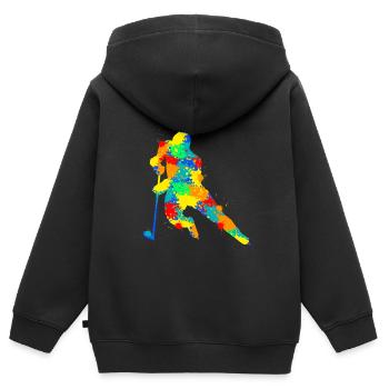 Eishockey Jungen Kinder Männer - Kinder Premium Organic Zip Hoodie - Schwarz - Hinten - AI Model Kid Male (0cm)