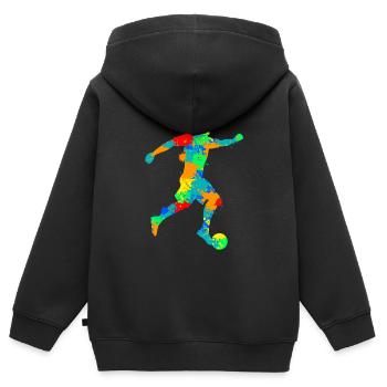 Fußballer Fußball Jungen Kinder - Kinder Premium Organic Zip Hoodie - Schwarz - Hinten - AI Model Kid Male (0cm)