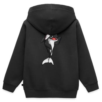 Orca Whale Killer Whale Enfants - Sweat Premium à capuche zippé enfant bio - noir - Dos - AI Model Kid Male (0cm)