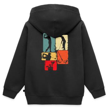 Golf Golfer Golfspieler Kinder Jungen - Kinder Premium Organic Zip Hoodie - Schwarz - Hinten - AI Model Kid Male (0cm)