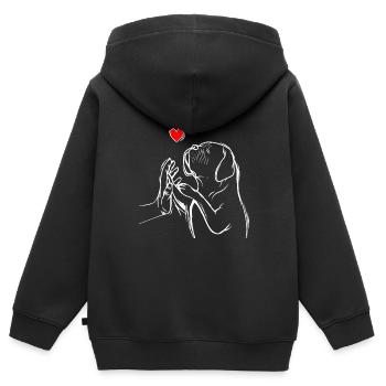 Dogue de Bordeaux Dogue Chiens - Sweat Premium à capuche zippé enfant bio - noir - Dos - AI Model Kid Male (0cm)