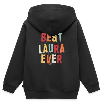 Beste Laura aller Zeiten Beliebte Retro-Geburtsnamen Laura - Kinder Premium Organic Zip Hoodie - Schwarz - Hinten - AI Model Kid Male (0cm)