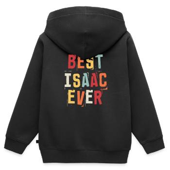 Beste Isaac aller Zeiten Retro Geburtsnamen Isaac - Kinder Premium Organic Zip Hoodie - Schwarz - Hinten - AI Model Kid Male (0cm)