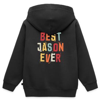 Bester Jason aller Zeiten Beliebte Retro-Geburtsnamen Jason - Kinder Premium Organic Zip Hoodie - Schwarz - Hinten - AI Model Kid Male (0cm)