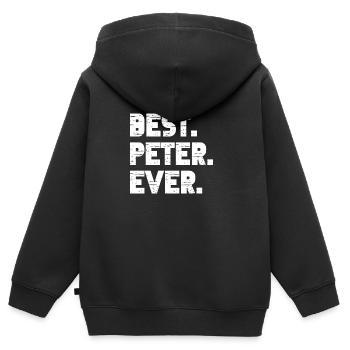 Beste Peter aller Zeiten Beliebte Geburtsnamen Peter Kostüm - Kinder Premium Organic Zip Hoodie - Schwarz - Hinten - AI Model Kid Male (0cm)
