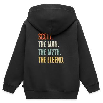 Scott, Mann Mythos Legende, lustiger bester Name Scott - Kinder Premium Organic Zip Hoodie - Schwarz - Hinten - AI Model Kid Male (0cm)