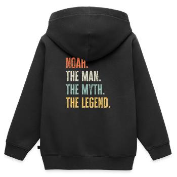 Noah, légende du mythe de l’homme, drôle de meilleur nom Noah - Sweat Premium à capuche zippé enfant bio - noir - Dos - AI Model Kid Male (0cm)