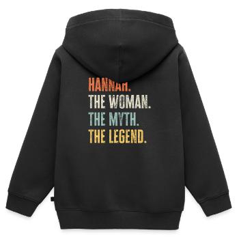 Hannah, Frau Mythos Legende, lustig bester Name Hannah - Kinder Premium Organic Zip Hoodie - Schwarz - Hinten - AI Model Kid Male (0cm)