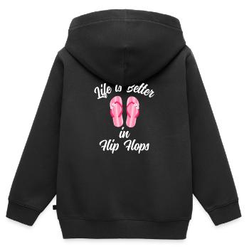Das Leben Ist Besser in Flip Flops Spruch - Kinder Premium Organic Zip Hoodie - Schwarz - Hinten - AI Model Kid Male (0cm)