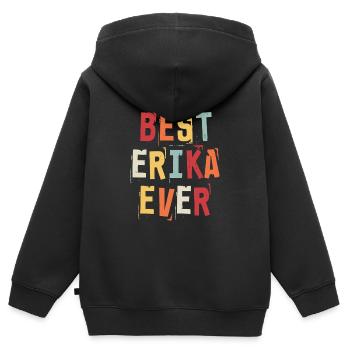 Best Erika Ever Retro First Name Text Saying - Kids Premium Organic Zip-up Hoodie - black - Back - AI Model Kid Male (0cm)