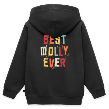 Meilleur Molly Jamais Rétro Prénom Texte Disant - Sweat Premium à capuche zippé enfant bio - noir - Dos - AI Model Kid Male (0cm)