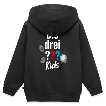 Die Drei ??? Kids Logo und Gadgets - Kinder Premium Organic Zip Hoodie - Schwarz - Hinten - AI Model Kid Male (0cm)