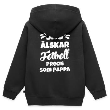 Ich liebe Fußball genauso wie mein Papa Fußballer - Kinder Premium Organic Zip Hoodie - Schwarz - Hinten - AI Model Kid Male (0cm)