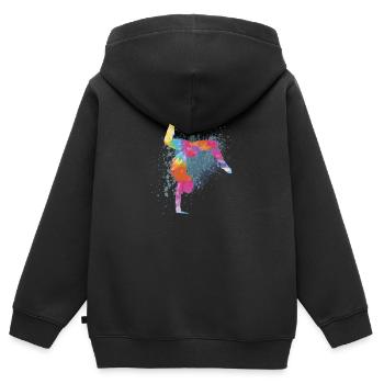 Handstand Turnen Turnerin Gymnastik Geschenke - Kinder Premium Organic Zip Hoodie - Schwarz - Hinten - AI Model Kid Male (0cm)