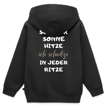 Sommer Sonne Hitze ich schwitze in jeder Ritze neu - Kinder Premium Organic Zip Hoodie - Schwarz - Hinten - AI Model Kid Male (0cm)