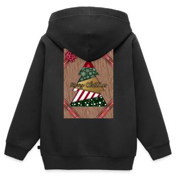 Merry Christmas- Fröhliche Weihnachten papercut - Kinder Premium Organic Zip Hoodie - Schwarz - Hinten - AI Model Kid Male (0cm)
