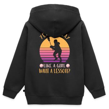 Lacrosse Spieler - Kinder Premium Organic Zip Hoodie - Schwarz - Hinten - AI Model Kid Male (0cm)