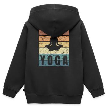Yoga Strech Sport Lotus Atmung Crunge Effekt - Kinder Premium Organic Zip Hoodie - Schwarz - Hinten - AI Model Kid Male (0cm)