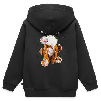 Baseball Ball Handschuh Schläger Vintage Retro - Kinder Premium Organic Zip Hoodie - Schwarz - Hinten - AI Model Kid Male (0cm)