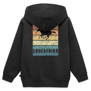 Reitsport Pferd Crunge Pferderasse Reiten - Kinder Premium Organic Zip Hoodie - Schwarz - Hinten - AI Model Kid Male (0cm)