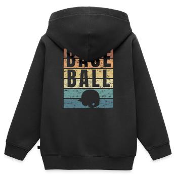 Baseball américain - Sweat Premium à capuche zippé enfant bio - noir - Dos - AI Model Kid Male (0cm)