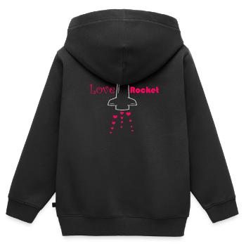 Fusée d’amour - Sweat Premium à capuche zippé enfant bio - noir - Dos - AI Model Kid Male (0cm)