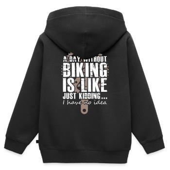Cyclist - Kinder Premium Organic Zip Hoodie - Schwarz - Hinten - AI Model Kid Male (0cm)