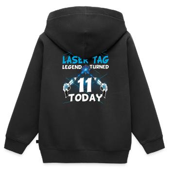 Lasertag-Geburtstagsfeier - Lasertag-Geburtstag - Kinder Premium Organic Zip Hoodie - Schwarz - Hinten - AI Model Kid Male (0cm)