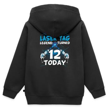Lasertag-Geburtstagsfeier - Lasertag-Geburtstag - Kinder Premium Organic Zip Hoodie - Schwarz - Hinten - AI Model Kid Male (0cm)