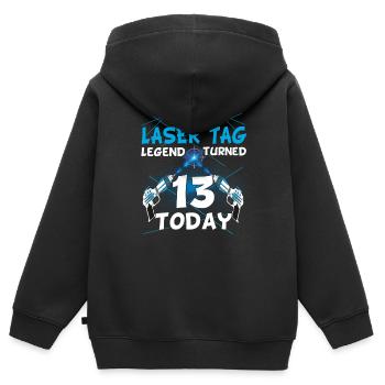 Lasertag-Geburtstagsfeier - Lasertag-Geburtstag - Kinder Premium Organic Zip Hoodie - Schwarz - Hinten - AI Model Kid Male (0cm)