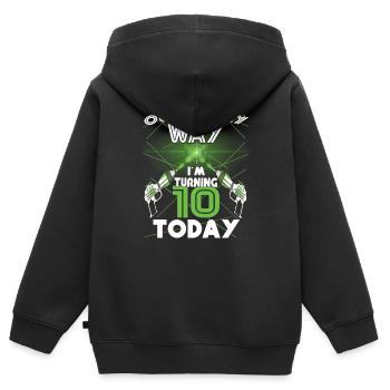 Lasertag-Geburtstagsfeier - Lasertag-Geburtstag - Kinder Premium Organic Zip Hoodie - Schwarz - Hinten - AI Model Kid Male (0cm)