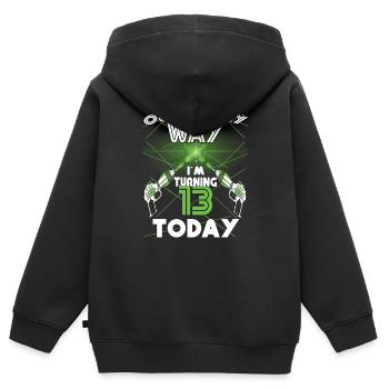 Lasertag-Geburtstagsfeier - Lasertag-Geburtstag - Kinder Premium Organic Zip Hoodie - Schwarz - Hinten - AI Model Kid Male (0cm)
